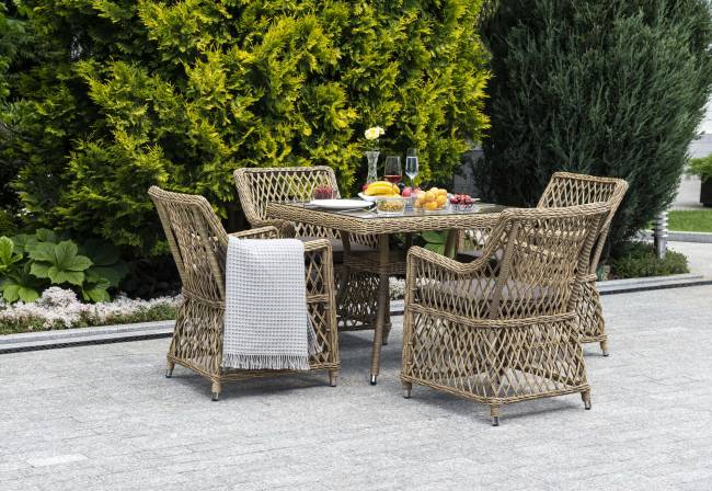 "Айриш" стол плетеный из искусственного ротанга, цвет соломенный "Айриш" стол плетеный из искусственного ротанга, цвет соломенный