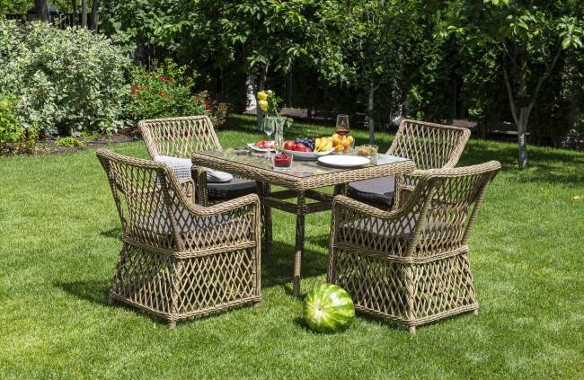 "Айриш" стол плетеный из искусственного ротанга, цвет соломенный "Айриш" стол плетеный из искусственного ротанга, цвет соломенный