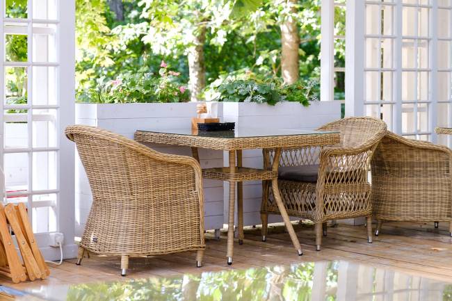 "Айриш" стол плетеный из искусственного ротанга, цвет соломенный "Айриш" стол плетеный из искусственного ротанга, цвет соломенный