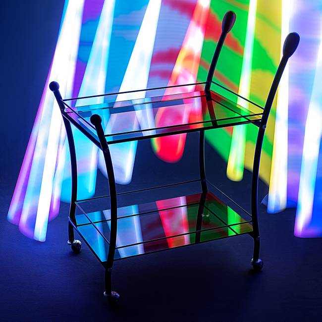 Стол сервировочный Поло чёрный/тонированное стекло