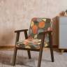 Кресло Ретро ткань геометрия коричневый, каркас орех