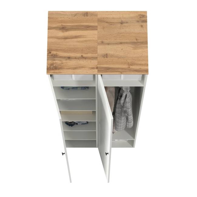 Два шкафа-пенала Остин цвет белый шагрень/дуб крафт золотой