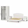 3-х дверный шкаф с кроватью на 1600 Валенсия и двумя тумбочками цвет белый шагрень