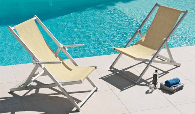 Кресло-шезлонг текстиленовое складное Sdraio серебристый, бежевый 590х1050х1090 мм Кресло-шезлонг текстиленовое складное Sdraio серебристый, бежевый 590х1050х1090 мм