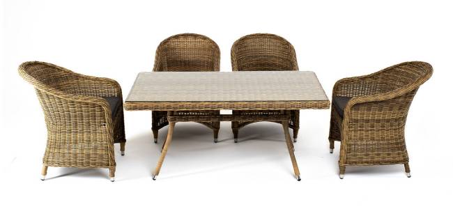 "Латте - 140 R" обеденная группа плетеная, цвет соломенный