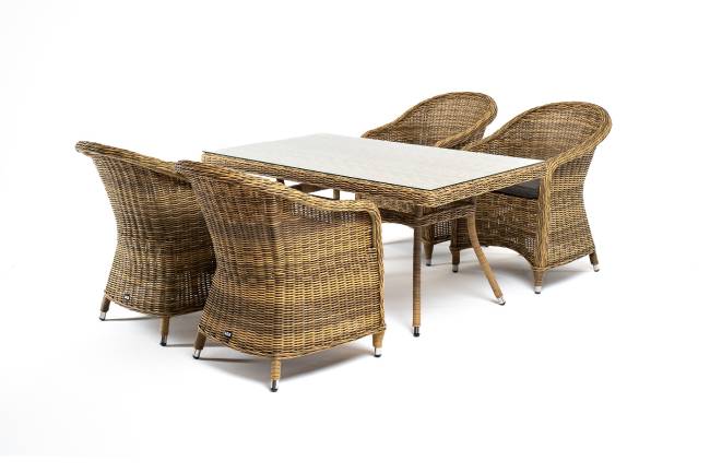 "Латте - 140 R" обеденная группа плетеная, цвет соломенный