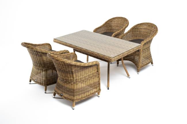 "Латте - 140 R" обеденная группа плетеная, цвет соломенный