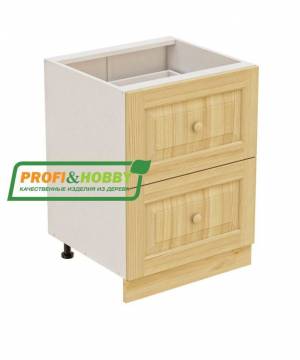 Тумба 2 ящика 600х530х720 + фасад сосна бесцветный лак