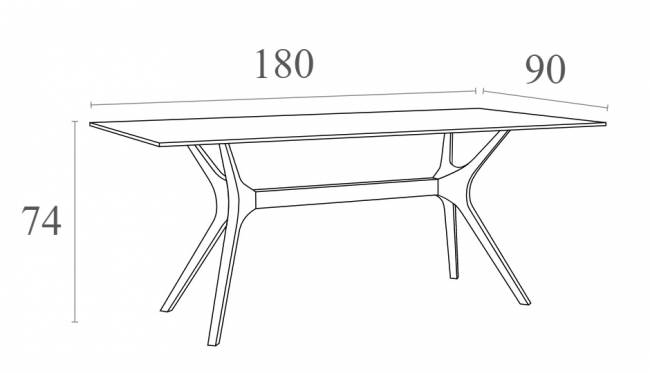 Стол пластиковый Ibiza Table 180 коричневый 1800х900х740 мм