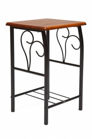 Тумба прикроватная PICCOLO металл/гевея, 37х40х60см, черный/красный дуб черный/красный дуб металл/гевея