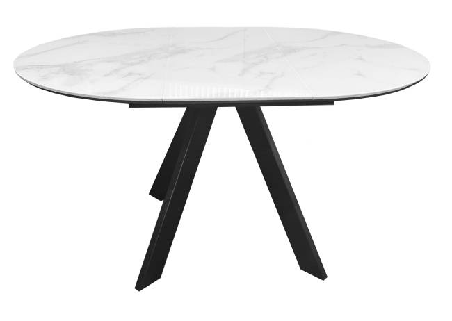 Стол DikLine SFC110 d1100 стекло Оптивайт Белый мрамор/подстолье черное/опоры черные