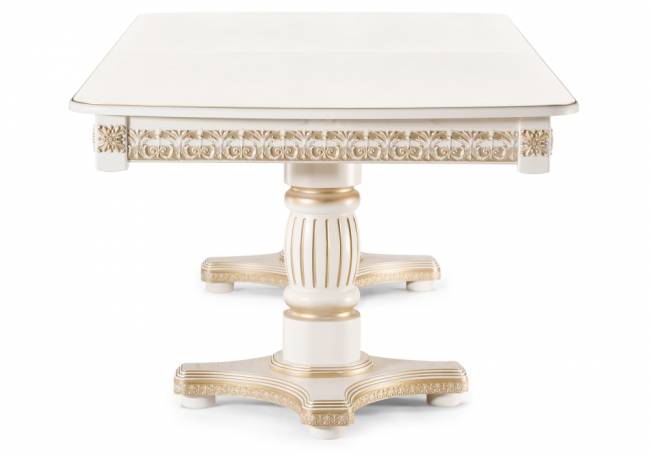 Стол деревянный Морнит 220(320)х110 слоновая кость / золото