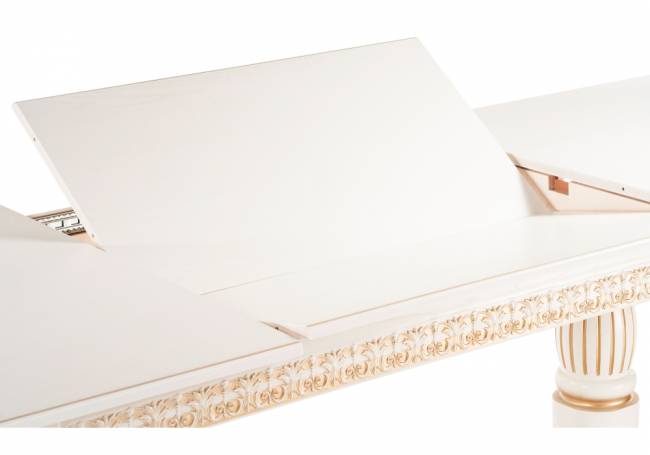 Стол деревянный Морнит 220(320)х110 слоновая кость / золото