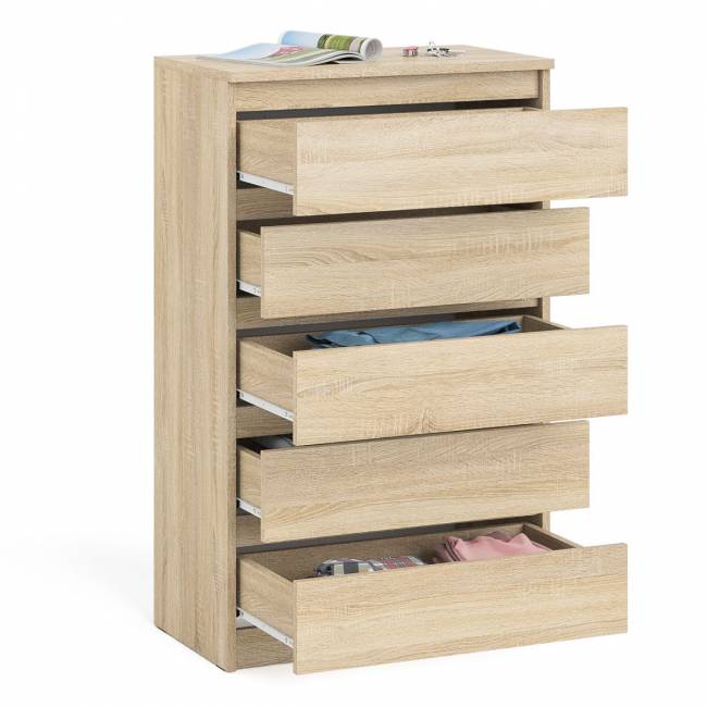 Узкий комод пять ящиков Мори МК700.5 цвет дуб сонома