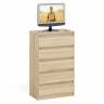 Узкий комод пять ящиков Мори МК700.5 цвет дуб сонома