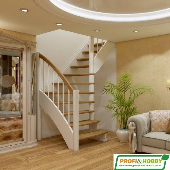 Деревянная лестница ЛС-09м/1 под покраску Деревянная лестница ЛС-09м/1 под покраску