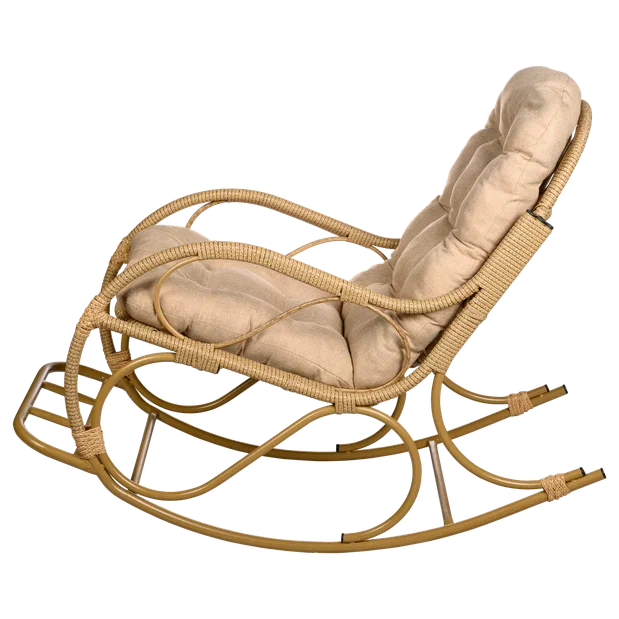 Кресло качалка с подножкой из искусственного ротанга, бамбук