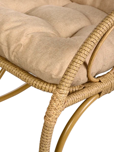 Кресло качалка с подножкой из искусственного ротанга, бамбук