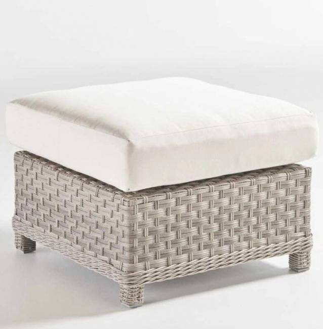 Пуф "Кефалония", из искусственного ротанга, белый, серый