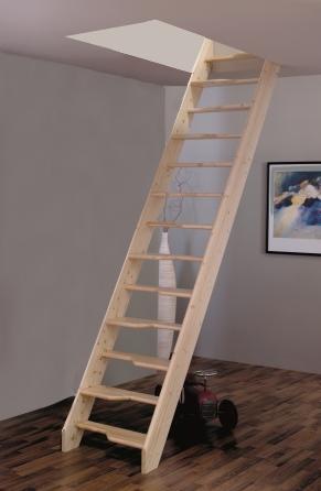 Мансардная лестница из ели М-011у без поручня Мансардная лестница из ели М-011у без поручня