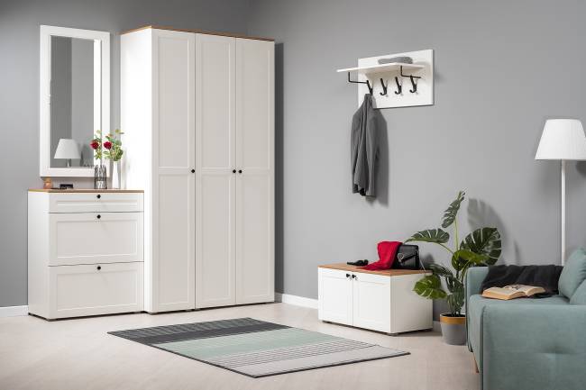 Тумба Остин 13.257 цвет белый шагрень/дуб крафт золотой